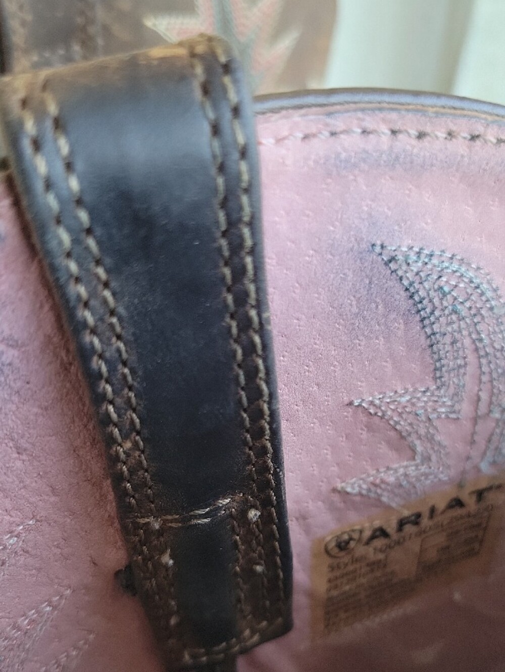 Ariat Brown Leather Cowboy Boots with Pink Lining 10B - Picture 2 of 12